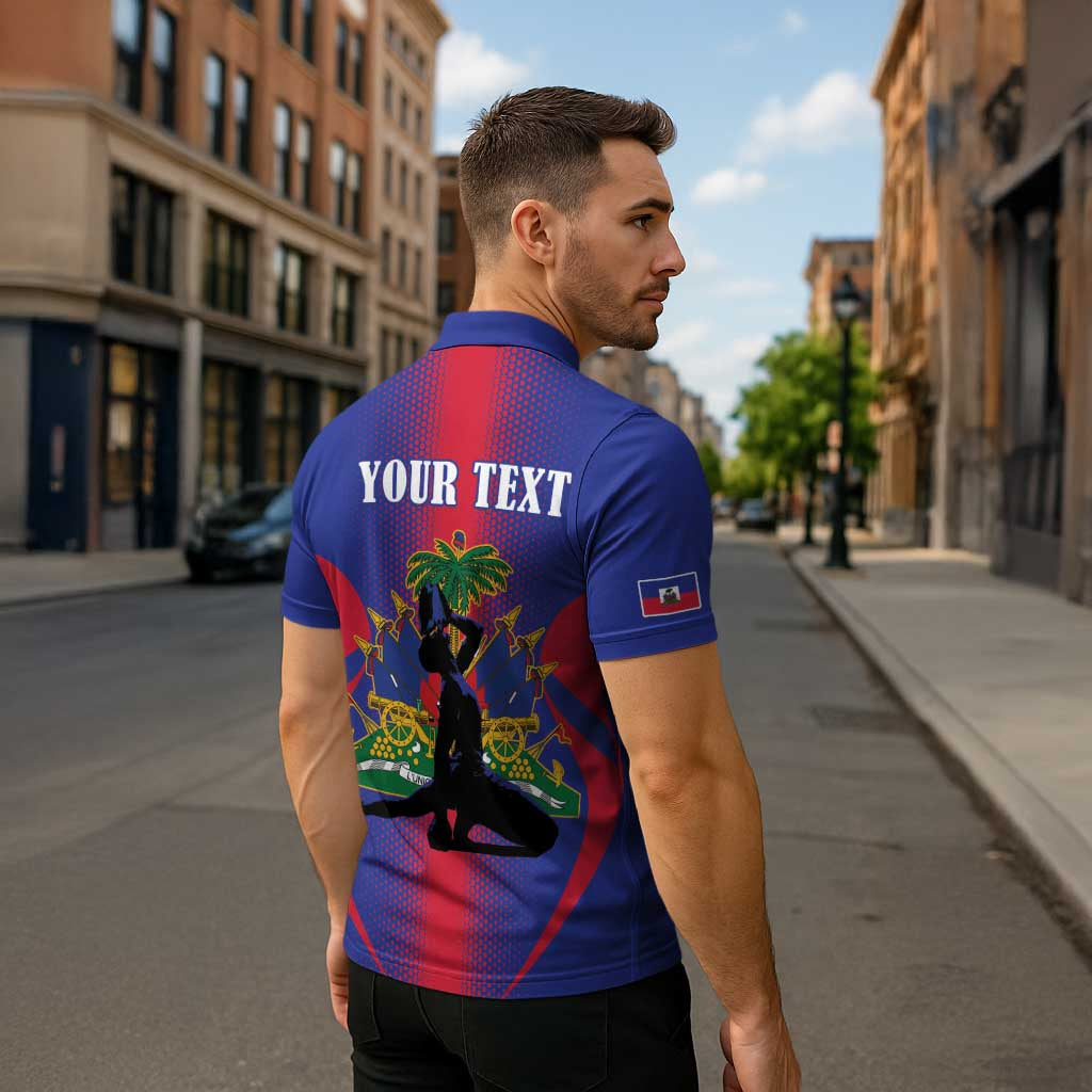 Haiti Pride Personalized Zipper Polo Shirt Neg Marron Haitian Heritage - Wonder Print Shop