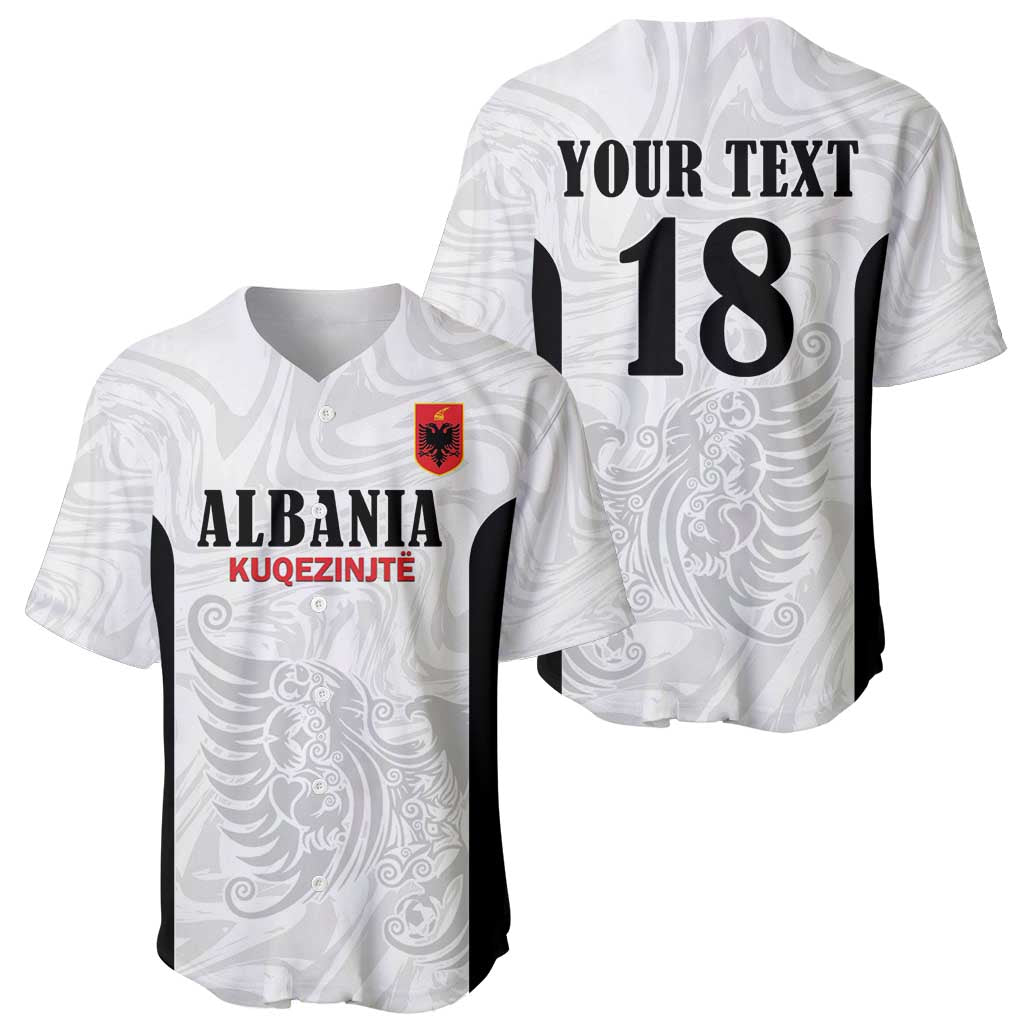 Custom Albania Football Pride Baseball Jersey Kuqezinjte Eagle White Version - Wonder Print Shop
