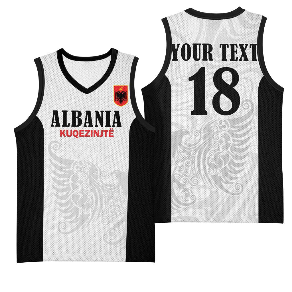 Custom Albania Football Pride Basketball Jersey Kuqezinjte Eagle White Version - Wonder Print Shop