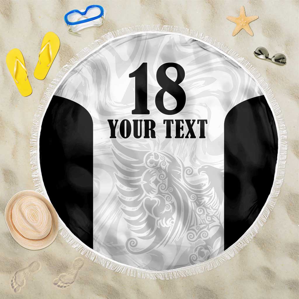 Custom Albania Football Pride Beach Blanket Kuqezinjte Eagle White Version - Wonder Print Shop