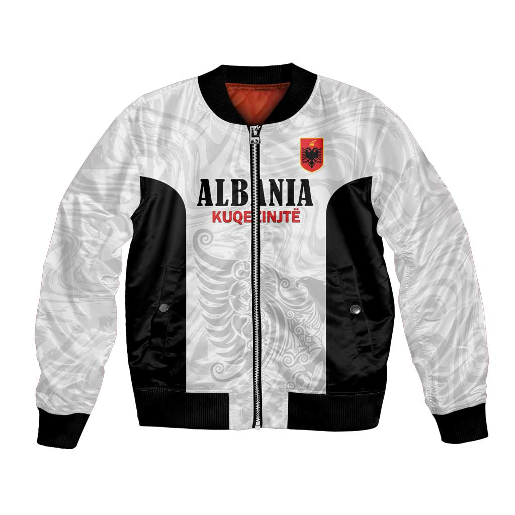 Custom Albania Football Pride Bomber Jacket Kuqezinjte Eagle White Version - Wonder Print Shop