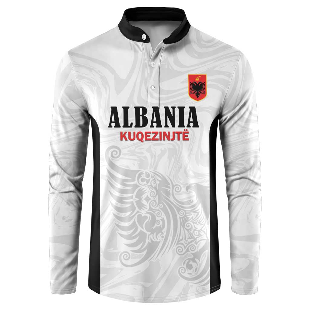 Custom Albania Football Pride Button Sweatshirt Kuqezinjte Eagle White Version - Wonder Print Shop