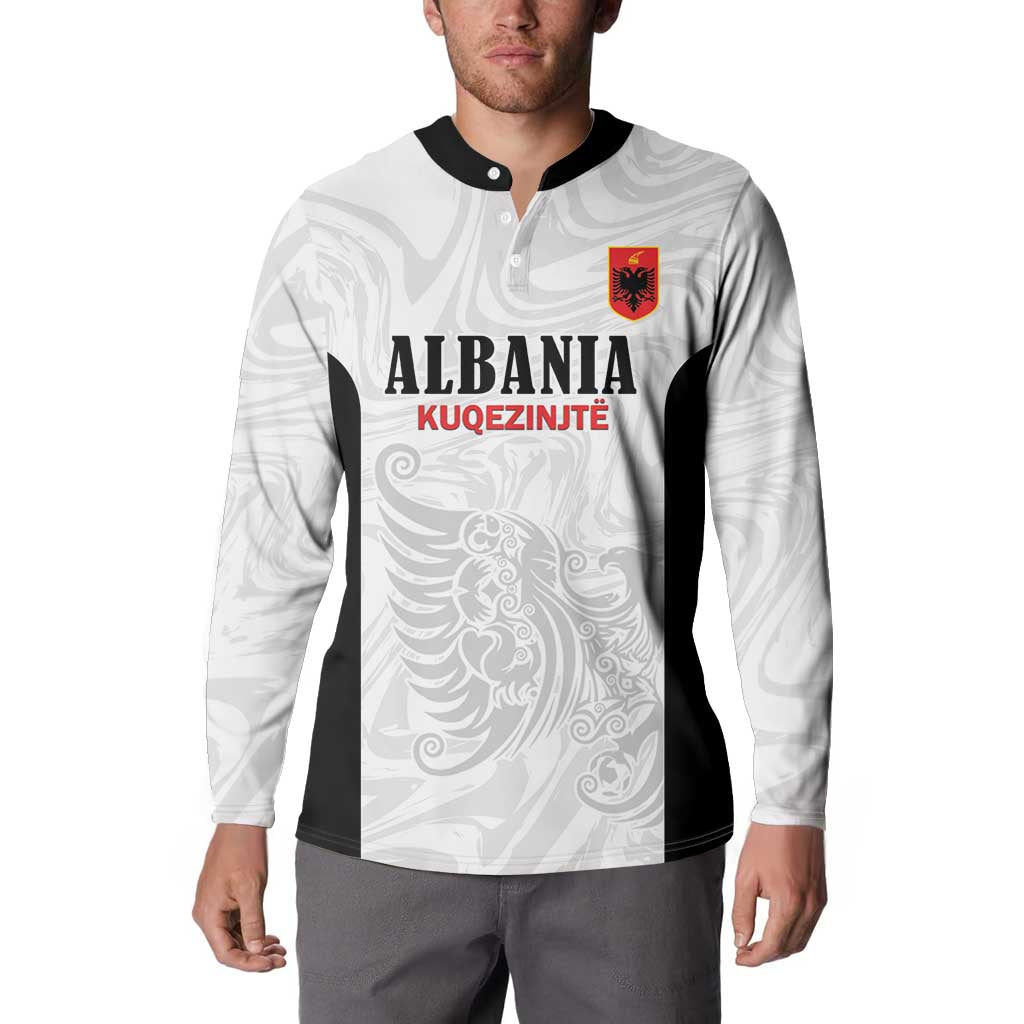 Custom Albania Football Pride Button Sweatshirt Kuqezinjte Eagle White Version - Wonder Print Shop