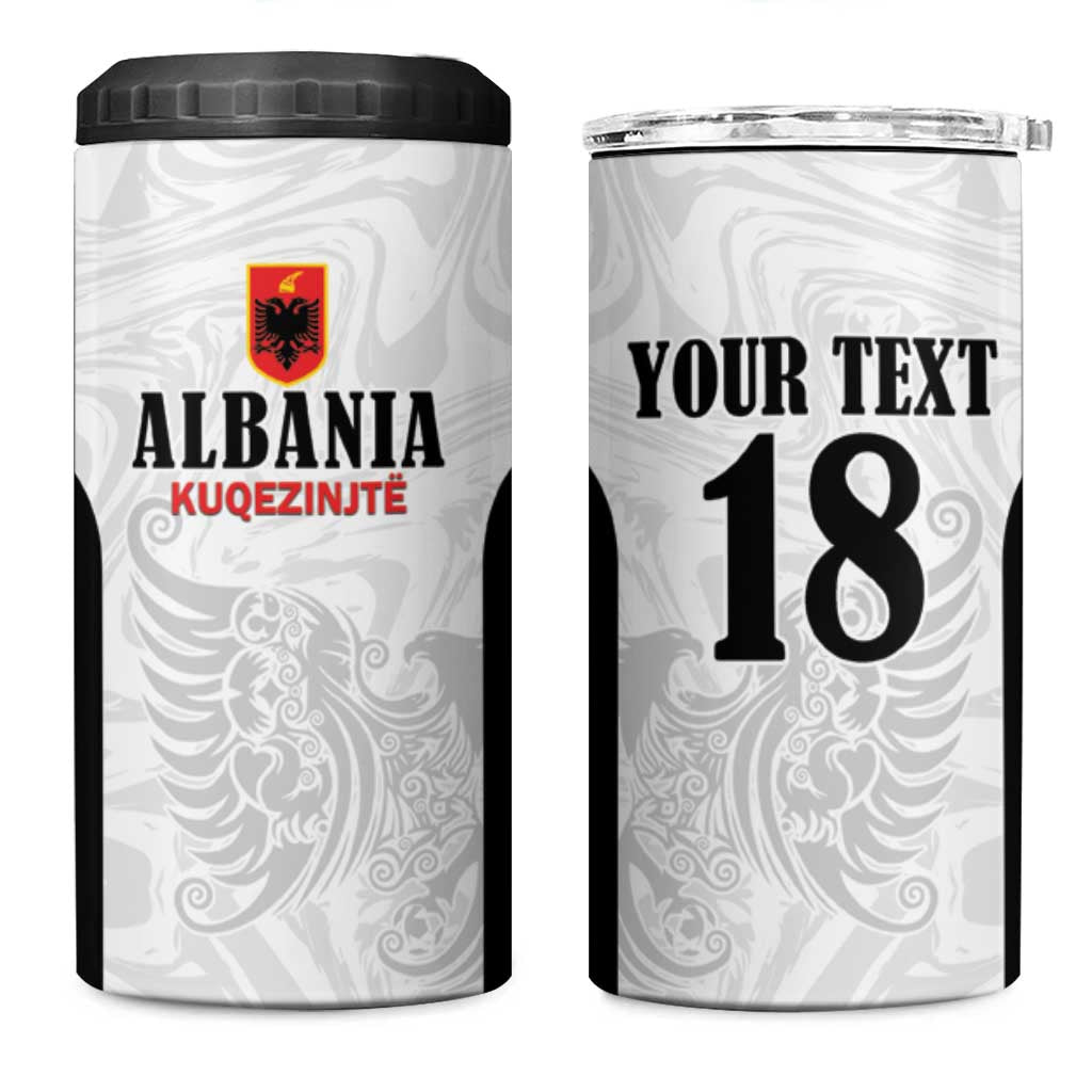 Custom Albania Football Pride 4 in 1 Can Cooler Tumbler Kuqezinjte Eagle White Version - Wonder Print Shop