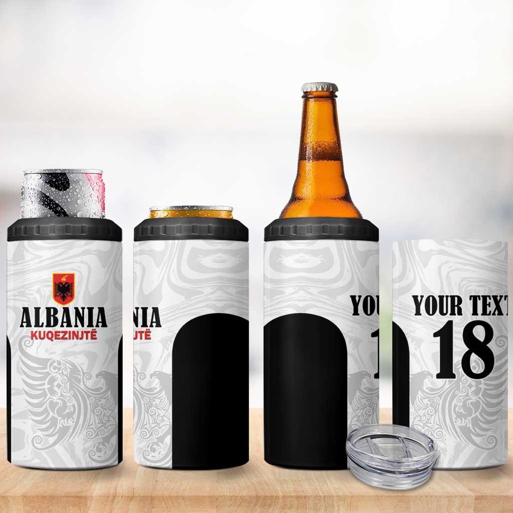 Custom Albania Football Pride 4 in 1 Can Cooler Tumbler Kuqezinjte Eagle White Version - Wonder Print Shop