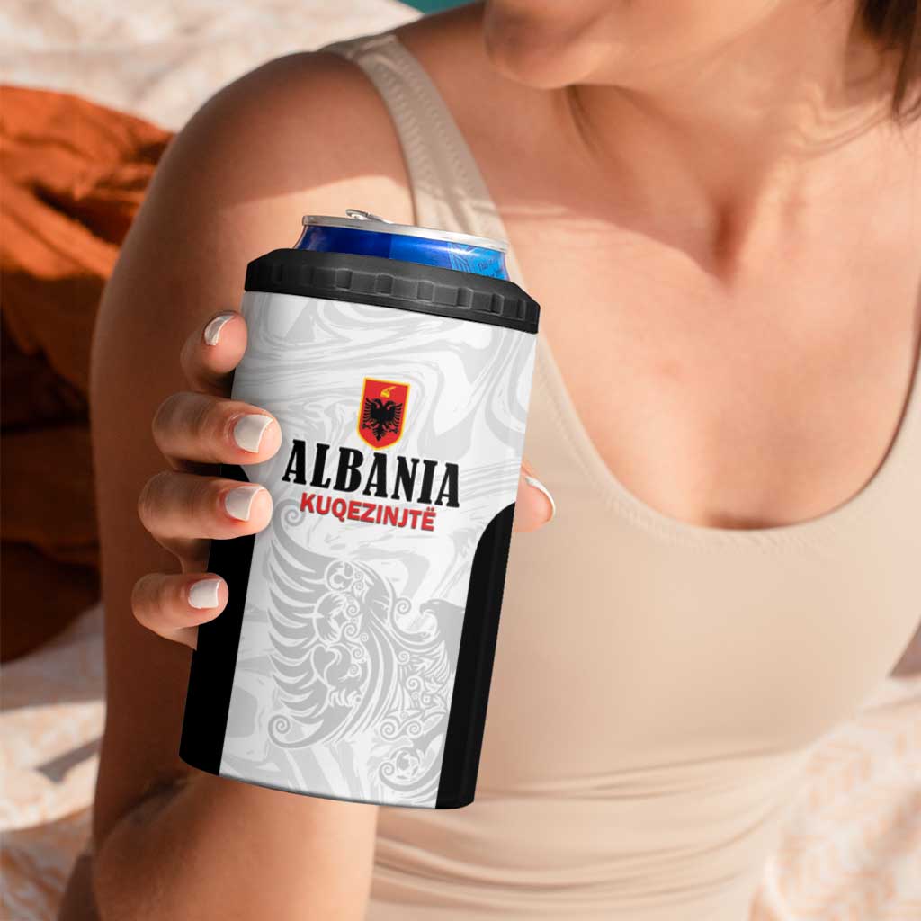 Custom Albania Football Pride 4 in 1 Can Cooler Tumbler Kuqezinjte Eagle White Version - Wonder Print Shop