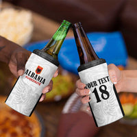 Custom Albania Football Pride 4 in 1 Can Cooler Tumbler Kuqezinjte Eagle White Version - Wonder Print Shop