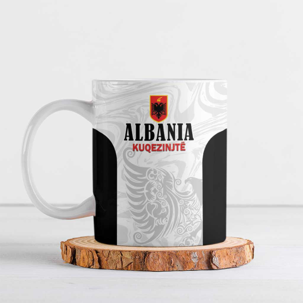 Custom Albania Football Pride Ceramic Mug Kuqezinjte Eagle White Version - Wonder Print Shop