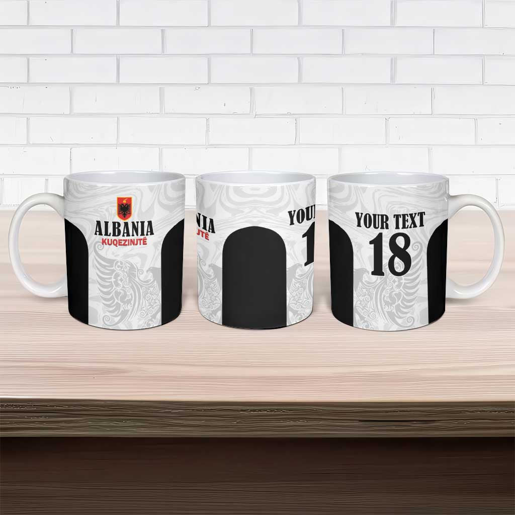 Custom Albania Football Pride Ceramic Mug Kuqezinjte Eagle White Version - Wonder Print Shop