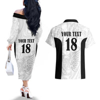 Custom Albania Football Pride Couples Matching Off The Shoulder Long Sleeve Dress and Hawaiian Shirt Kuqezinjte Eagle White Version - Wonder Print Shop