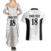 Custom Albania Football Pride Couples Matching Summer Maxi Dress and Hawaiian Shirt Kuqezinjte Eagle White Version - Wonder Print Shop