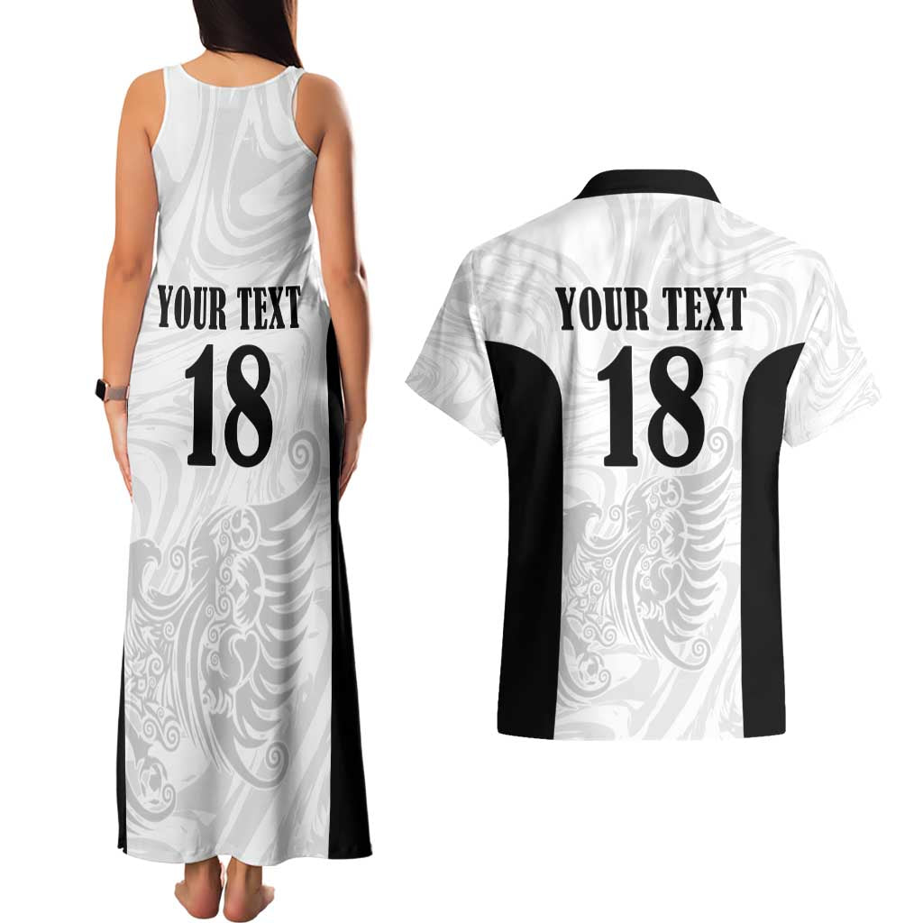 Custom Albania Football Pride Couples Matching Tank Maxi Dress and Hawaiian Shirt Kuqezinjte Eagle White Version - Wonder Print Shop