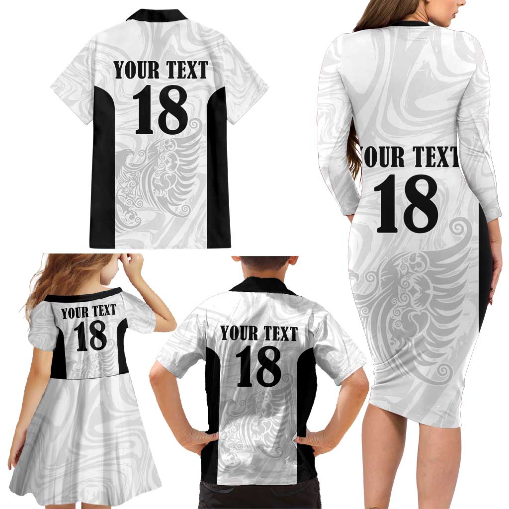 Custom Albania Football Pride Family Matching Long Sleeve Bodycon Dress and Hawaiian Shirt Kuqezinjte Eagle White Version - Wonder Print Shop