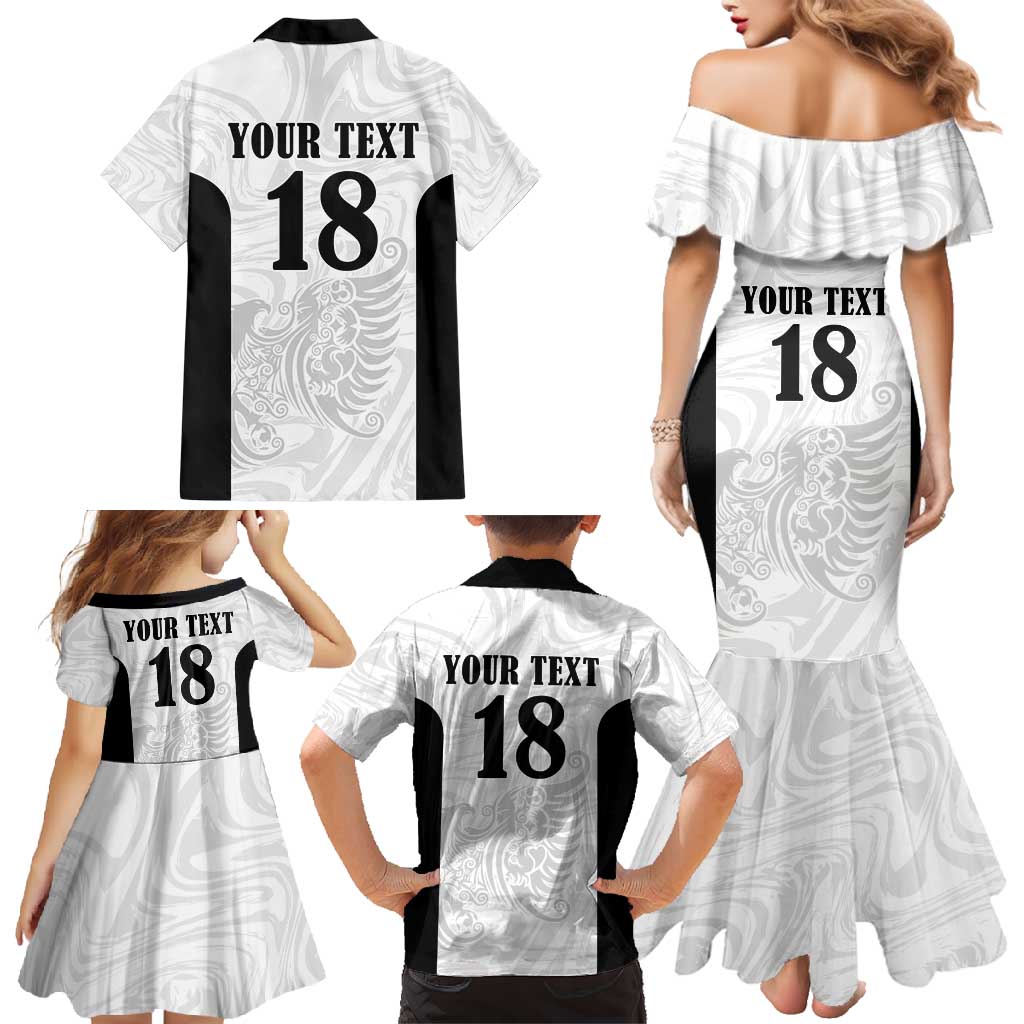 Custom Albania Football Pride Family Matching Mermaid Dress and Hawaiian Shirt Kuqezinjte Eagle White Version - Wonder Print Shop