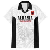 Custom Albania Football Pride Family Matching Off The Shoulder Long Sleeve Dress and Hawaiian Shirt Kuqezinjte Eagle White Version - Wonder Print Shop