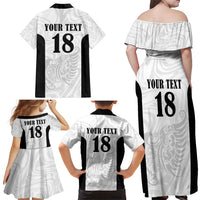 Custom Albania Football Pride Family Matching Off Shoulder Maxi Dress and Hawaiian Shirt Kuqezinjte Eagle White Version - Wonder Print Shop