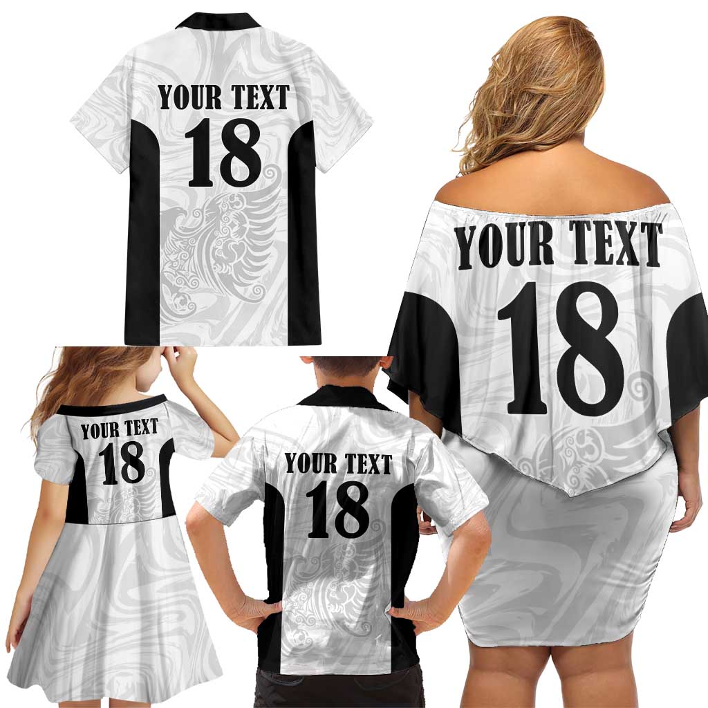 Custom Albania Football Pride Family Matching Off Shoulder Short Dress and Hawaiian Shirt Kuqezinjte Eagle White Version - Wonder Print Shop