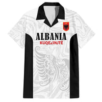 Custom Albania Football Pride Family Matching Off Shoulder Short Dress and Hawaiian Shirt Kuqezinjte Eagle White Version - Wonder Print Shop