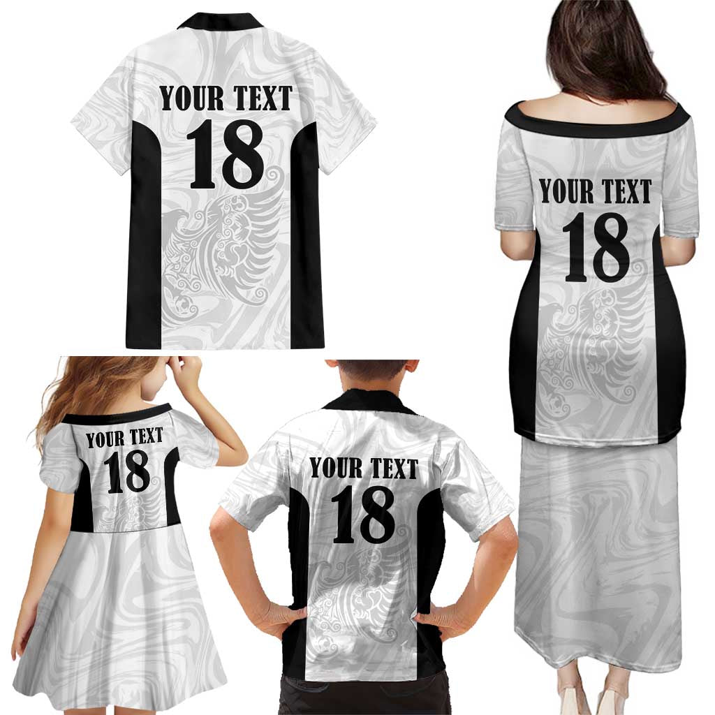 Custom Albania Football Pride Family Matching Puletasi and Hawaiian Shirt Kuqezinjte Eagle White Version - Wonder Print Shop