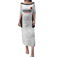 Custom Albania Football Pride Family Matching Puletasi and Hawaiian Shirt Kuqezinjte Eagle White Version - Wonder Print Shop