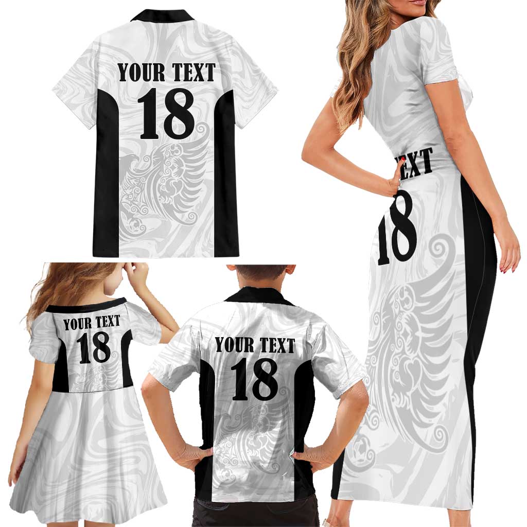 Custom Albania Football Pride Family Matching Short Sleeve Bodycon Dress and Hawaiian Shirt Kuqezinjte Eagle White Version - Wonder Print Shop