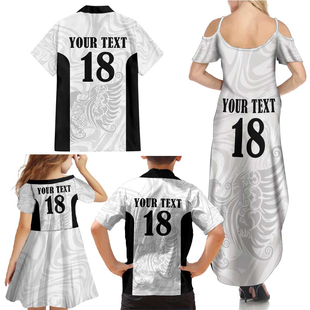 Custom Albania Football Pride Family Matching Summer Maxi Dress and Hawaiian Shirt Kuqezinjte Eagle White Version - Wonder Print Shop