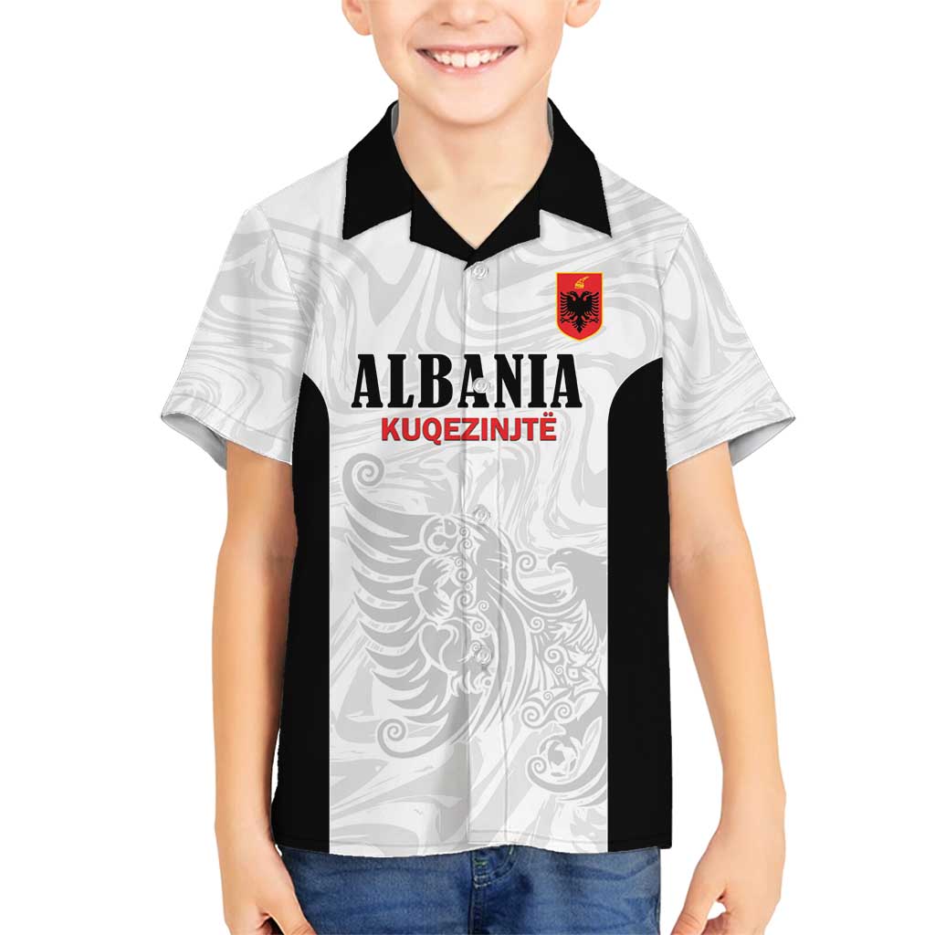 Custom Albania Football Pride Family Matching Summer Maxi Dress and Hawaiian Shirt Kuqezinjte Eagle White Version - Wonder Print Shop