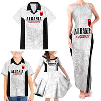 Custom Albania Football Pride Family Matching Tank Maxi Dress and Hawaiian Shirt Kuqezinjte Eagle White Version - Wonder Print Shop