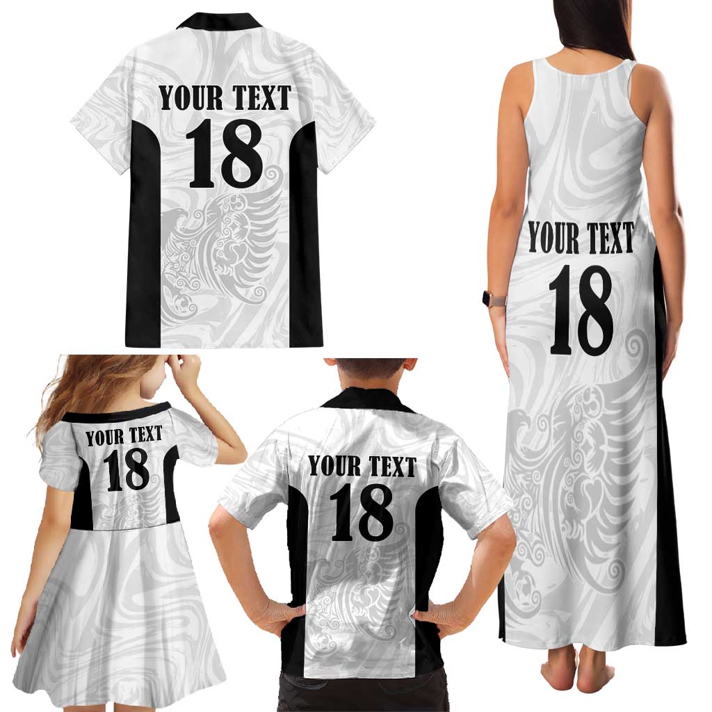 Custom Albania Football Pride Family Matching Tank Maxi Dress and Hawaiian Shirt Kuqezinjte Eagle White Version - Wonder Print Shop