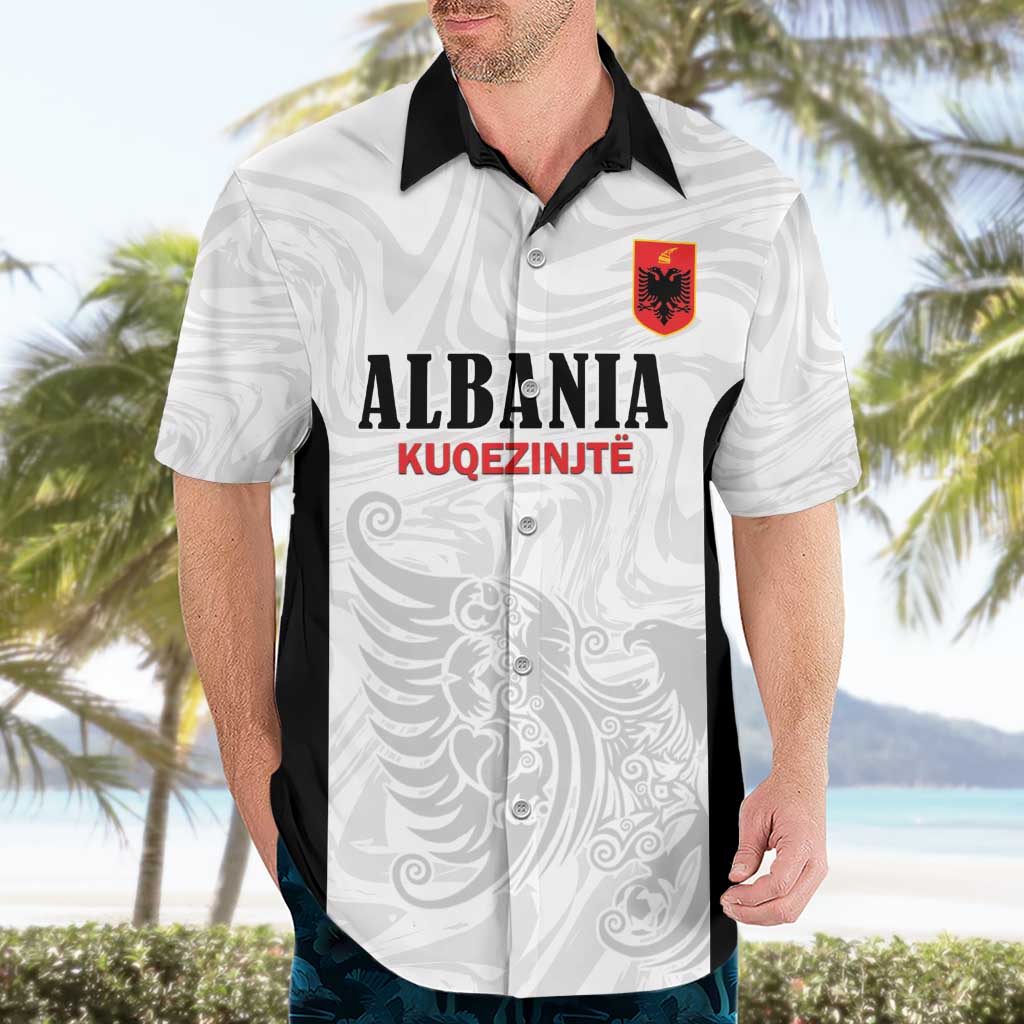 Custom Albania Football Pride Hawaiian Shirt Kuqezinjte Eagle White Version - Wonder Print Shop
