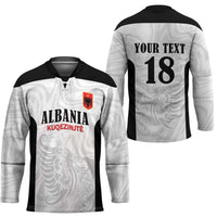 Custom Albania Football Pride Hockey Jersey Kuqezinjte Eagle White Version - Wonder Print Shop