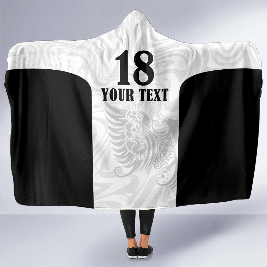 Custom Albania Football Pride Hooded Blanket Kuqezinjte Eagle White Version - Wonder Print Shop