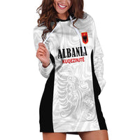 Custom Albania Football Pride Hoodie Dress Kuqezinjte Eagle White Version - Wonder Print Shop