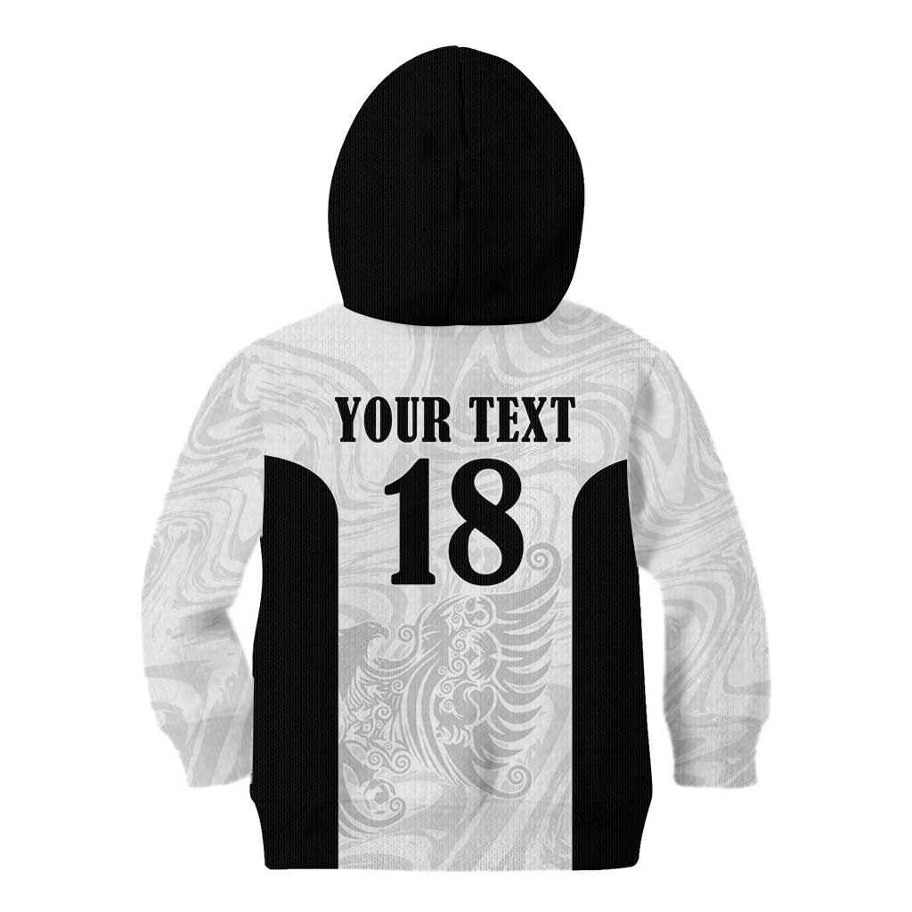 Custom Albania Football Pride Kid Hoodie Kuqezinjte Eagle White Version - Wonder Print Shop