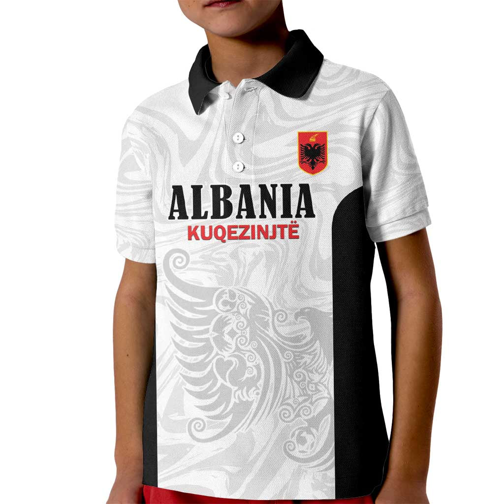 Custom Albania Football Pride Kid Polo Shirt Kuqezinjte Eagle White Version - Wonder Print Shop