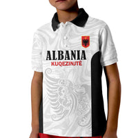 Custom Albania Football Pride Kid Polo Shirt Kuqezinjte Eagle White Version - Wonder Print Shop