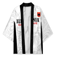 Custom Albania Football Pride Kimono Kuqezinjte Eagle White Version - Wonder Print Shop