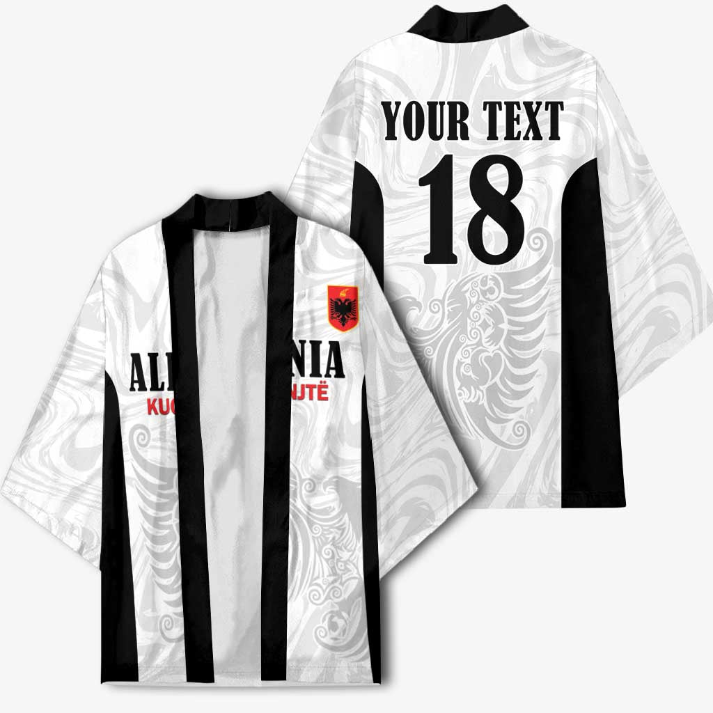 Custom Albania Football Pride Kimono Kuqezinjte Eagle White Version - Wonder Print Shop