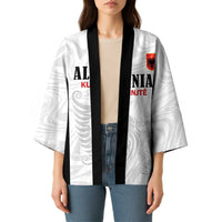 Custom Albania Football Pride Kimono Kuqezinjte Eagle White Version - Wonder Print Shop