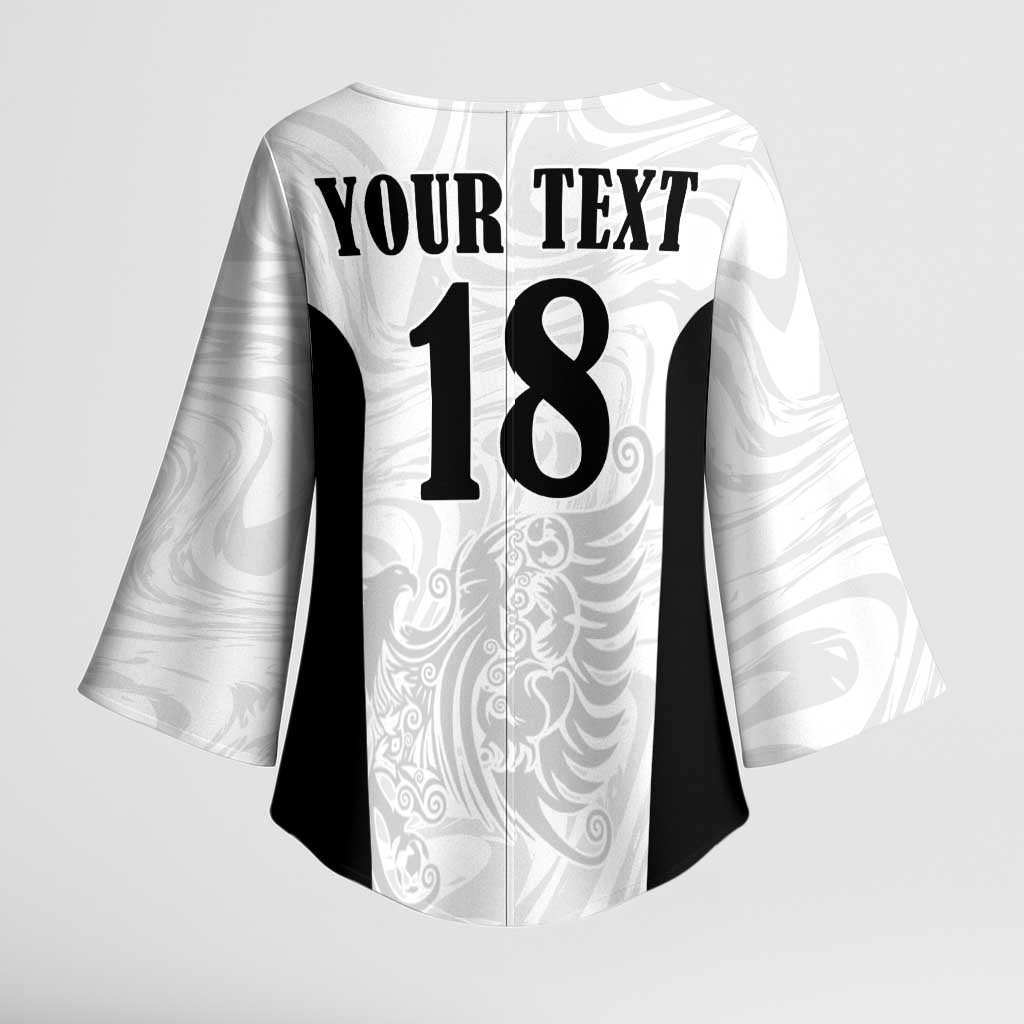 Custom Albania Football Pride Kimono Sleeve Blouse Kuqezinjte Eagle White Version - Wonder Print Shop