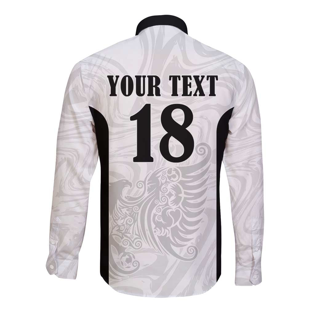 Custom Albania Football Pride Long Sleeve Button Shirt Kuqezinjte Eagle White Version - Wonder Print Shop