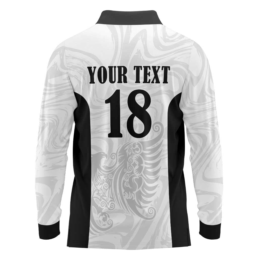 Custom Albania Football Pride Long Sleeve Polo Shirt Kuqezinjte Eagle White Version - Wonder Print Shop