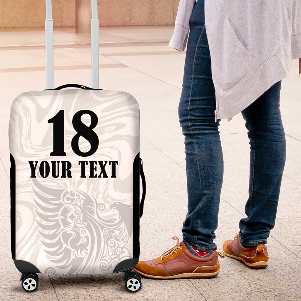 Custom Albania Football Pride Luggage Cover Kuqezinjte Eagle White Version - Wonder Print Shop