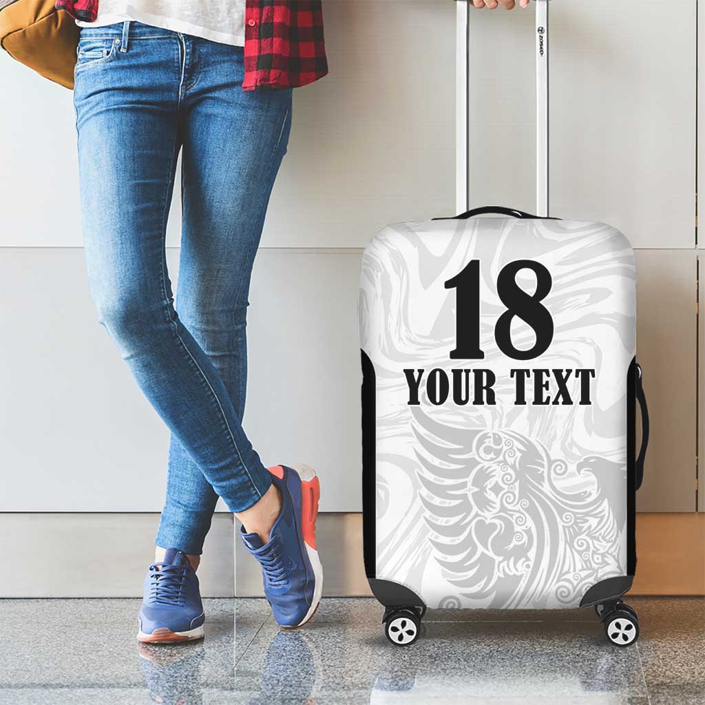 Custom Albania Football Pride Luggage Cover Kuqezinjte Eagle White Version - Wonder Print Shop