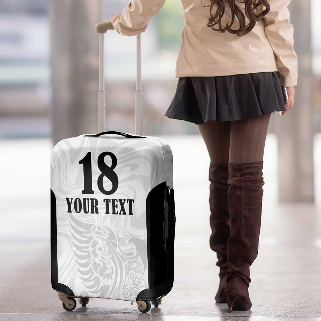 Custom Albania Football Pride Luggage Cover Kuqezinjte Eagle White Version - Wonder Print Shop