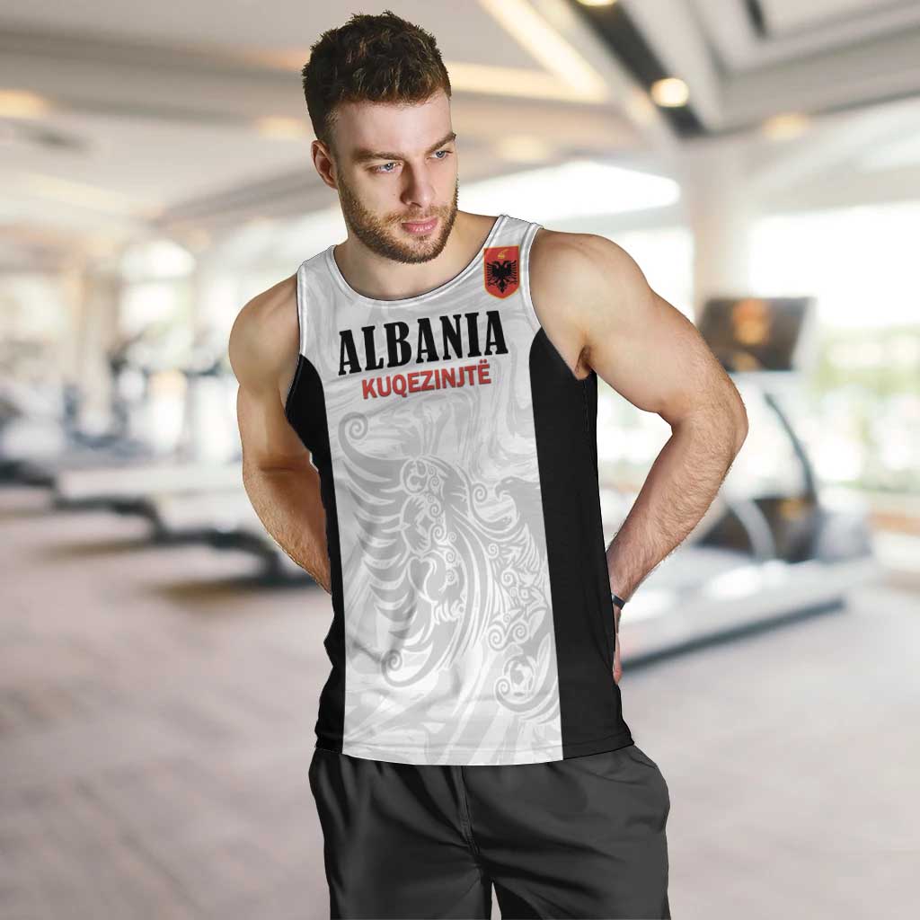 Custom Albania Football Pride Men Tank Top Kuqezinjte Eagle White Version - Wonder Print Shop