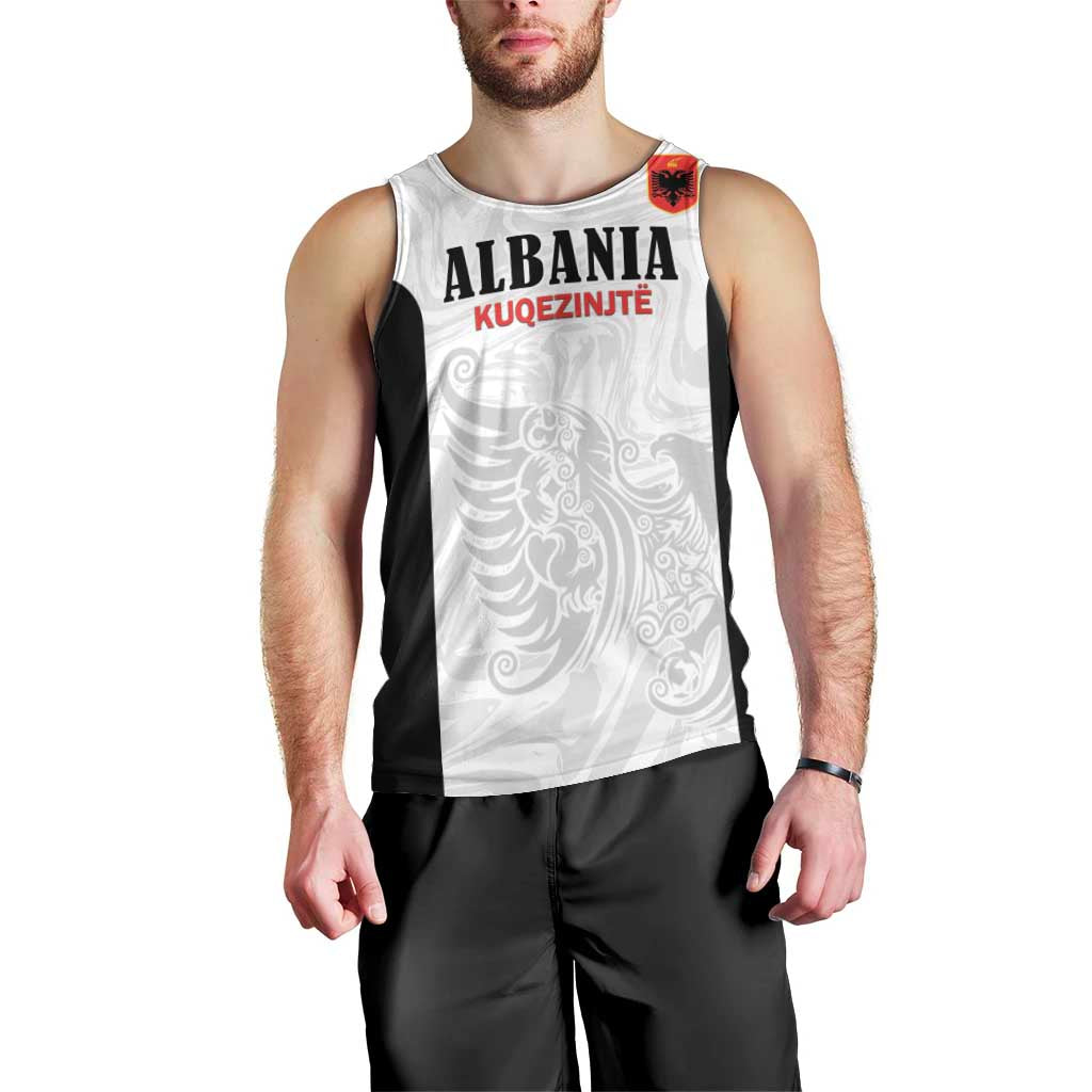 Custom Albania Football Pride Men Tank Top Kuqezinjte Eagle White Version - Wonder Print Shop