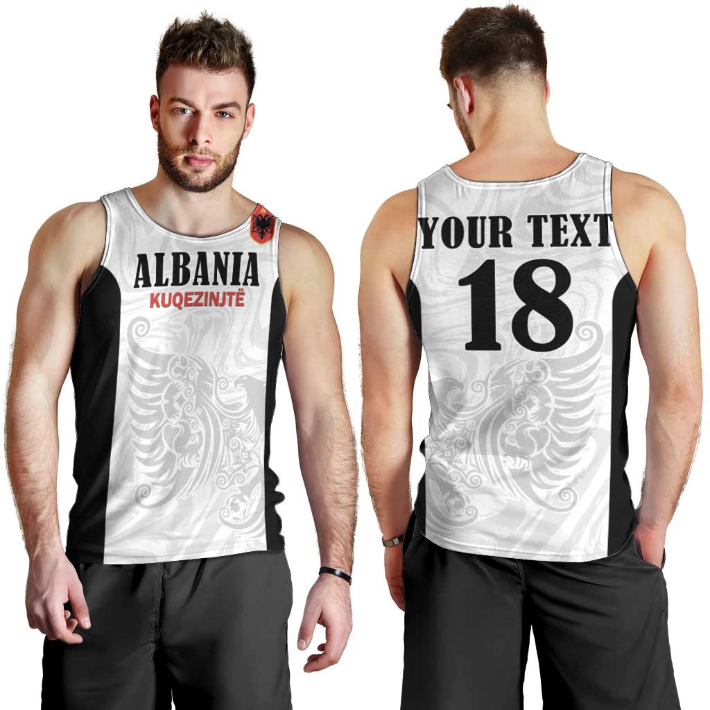 Custom Albania Football Pride Men Tank Top Kuqezinjte Eagle White Version - Wonder Print Shop