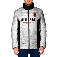 Custom Albania Football Pride Padded Jacket Kuqezinjte Eagle White Version - Wonder Print Shop