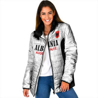 Custom Albania Football Pride Padded Jacket Kuqezinjte Eagle White Version - Wonder Print Shop